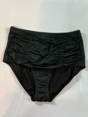 Swimsuits for All High Waist Ruched Black Bikini Bottoms Women’s Size 14